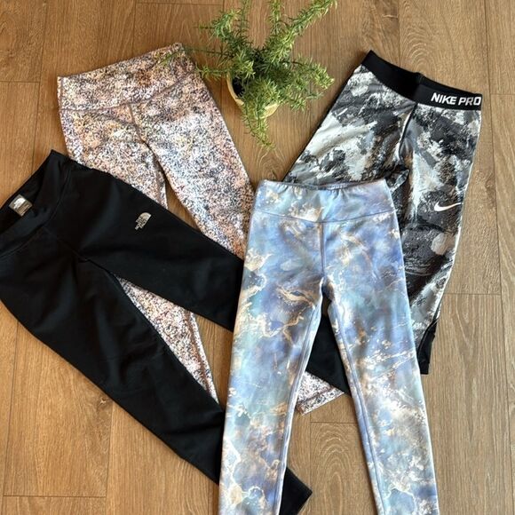 ((4 PAIR)) GIRLS LEGGINGS SIZE 12 NIKE NORTH FACE ATHLETA EUC - Picture 1 of 10